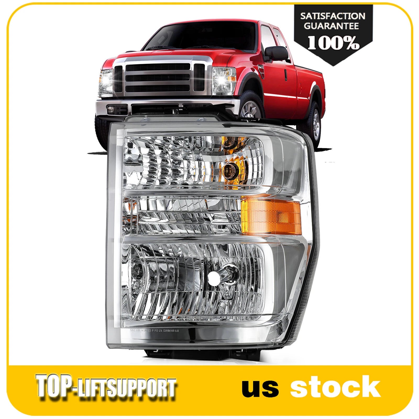 Chrome Aero Headlight for Ford E150-E450 F650 F750 (2008–2021)