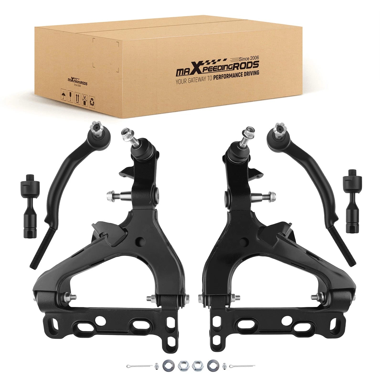 Set of 6 Front Suspension Lower Control Arms Tie Rods for GMC Envoy XL (2004–2007)