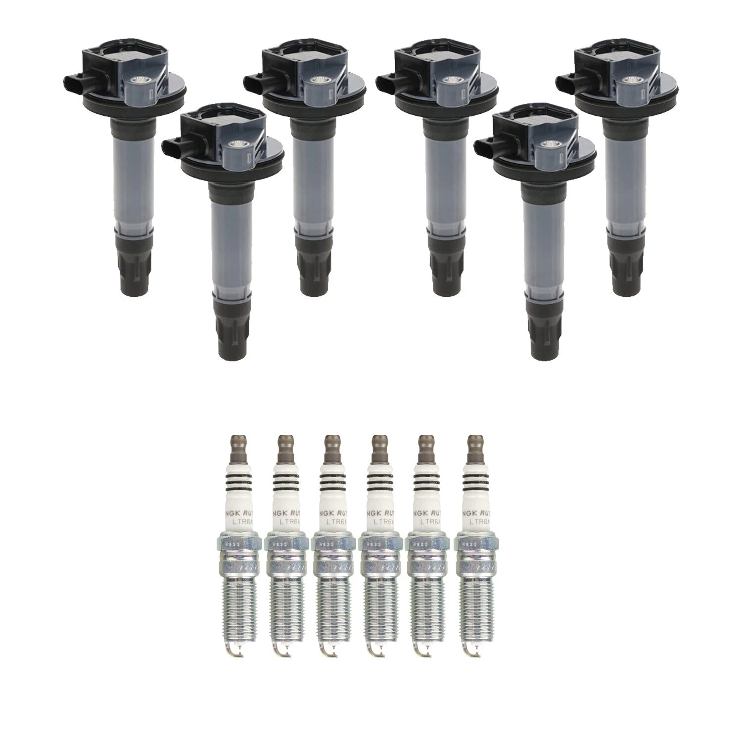 Set of 6 Ignition Coils & NGK Ruthenium Spark Plugs for Explorer F-150