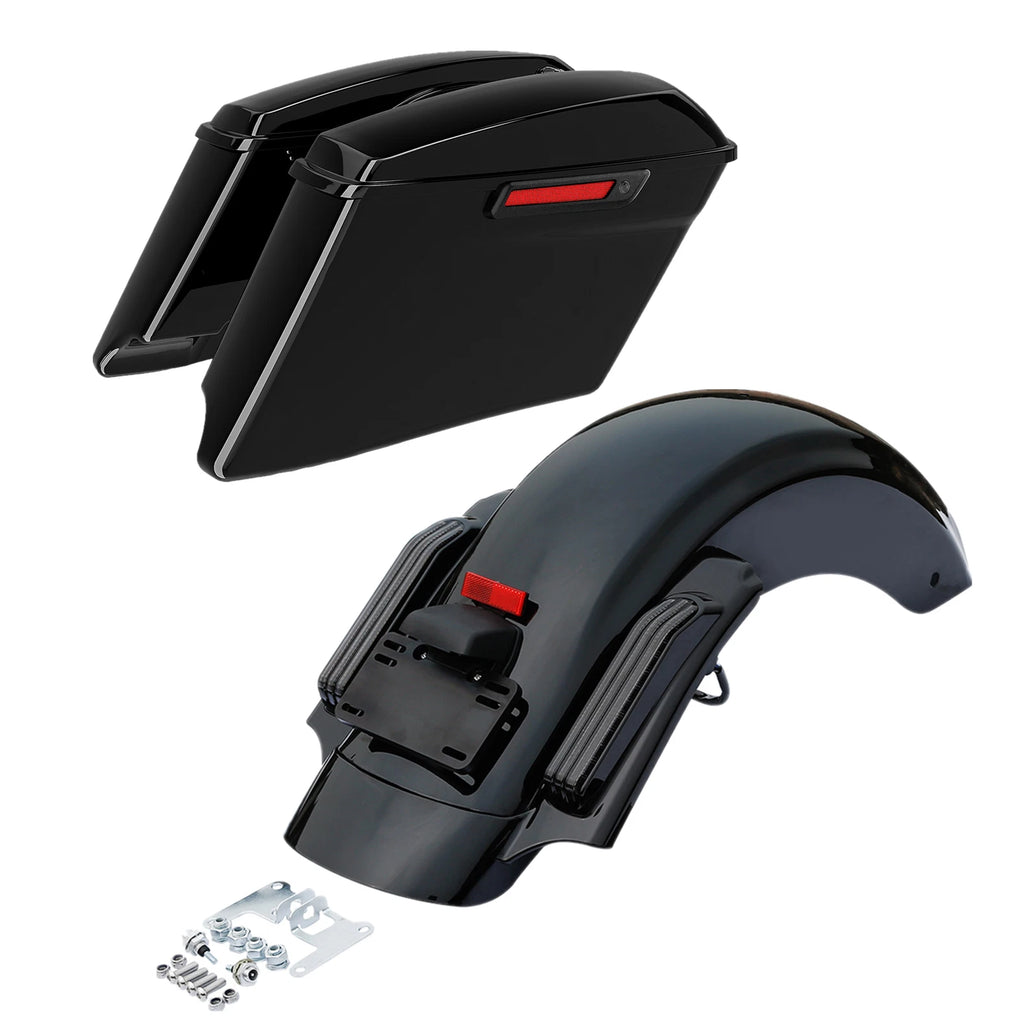 4" Stretched Hard Saddlebags & Rear Fender for Harley Touring (2014–2023)