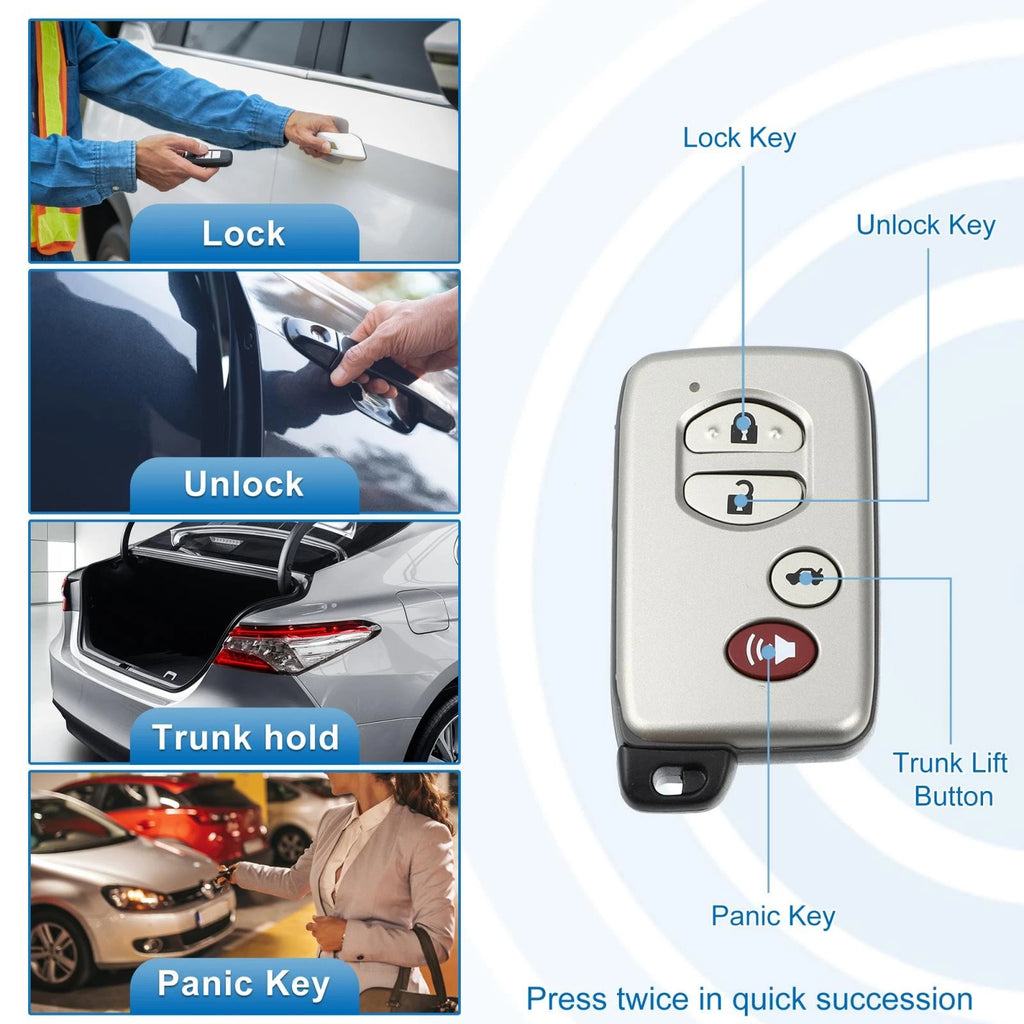 Set of 4 Key Fob Remote Control Cases for Toyota Avalon (2007–2012)