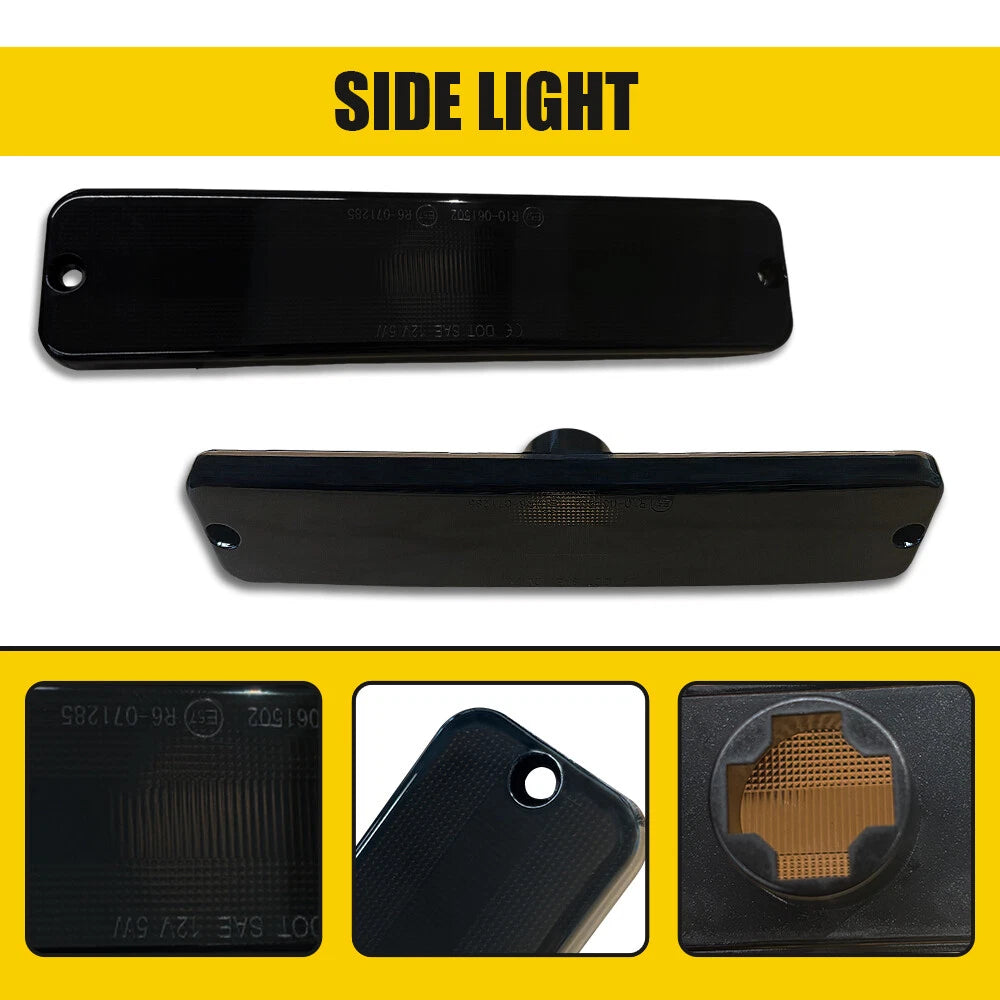Front Smoke LED Side Marker Lights for Jeep Wrangler (1987-1995)