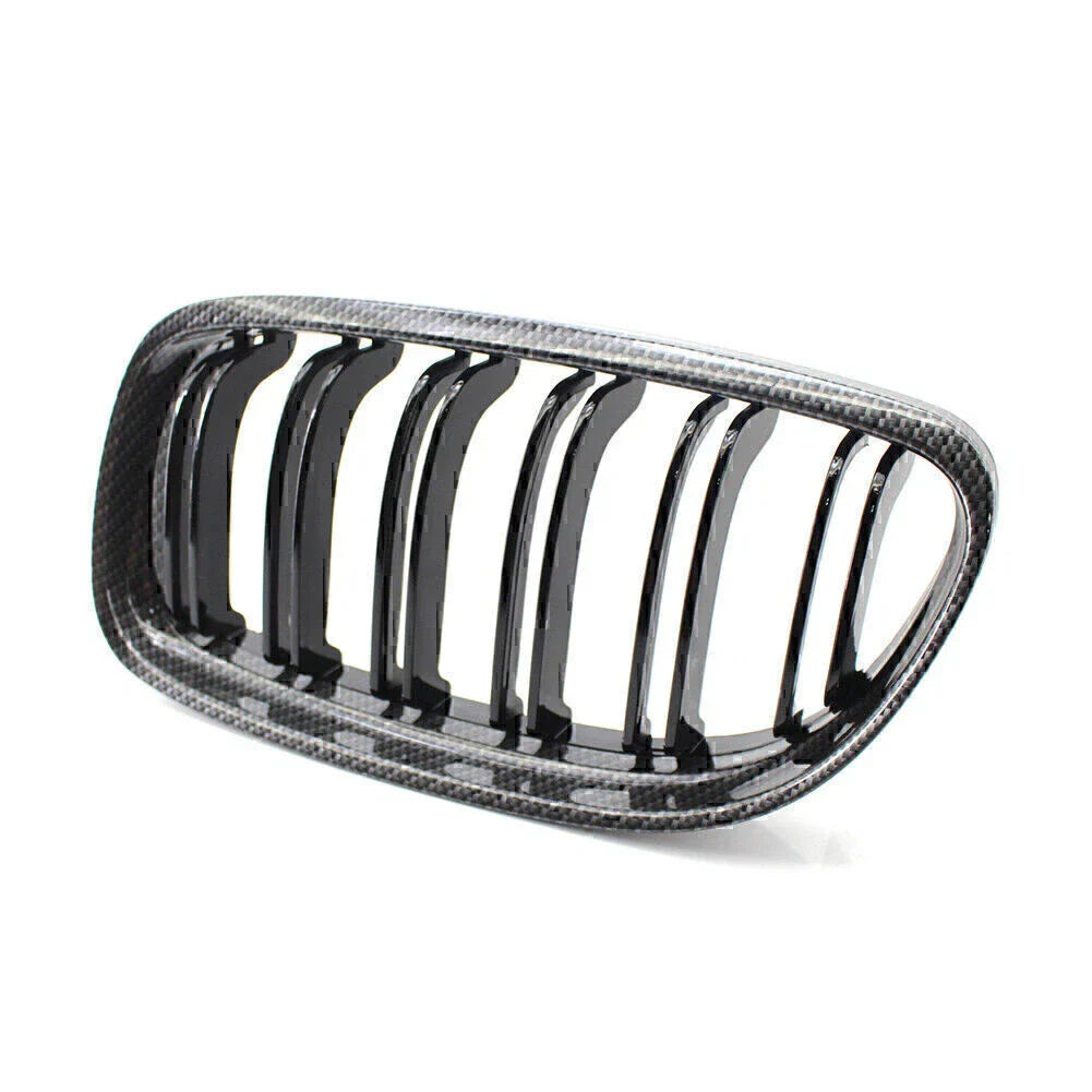 Carbo & Black Double Slat Front Kidney Grille for BMW E90 E91 325i 328i 335i (09-12)