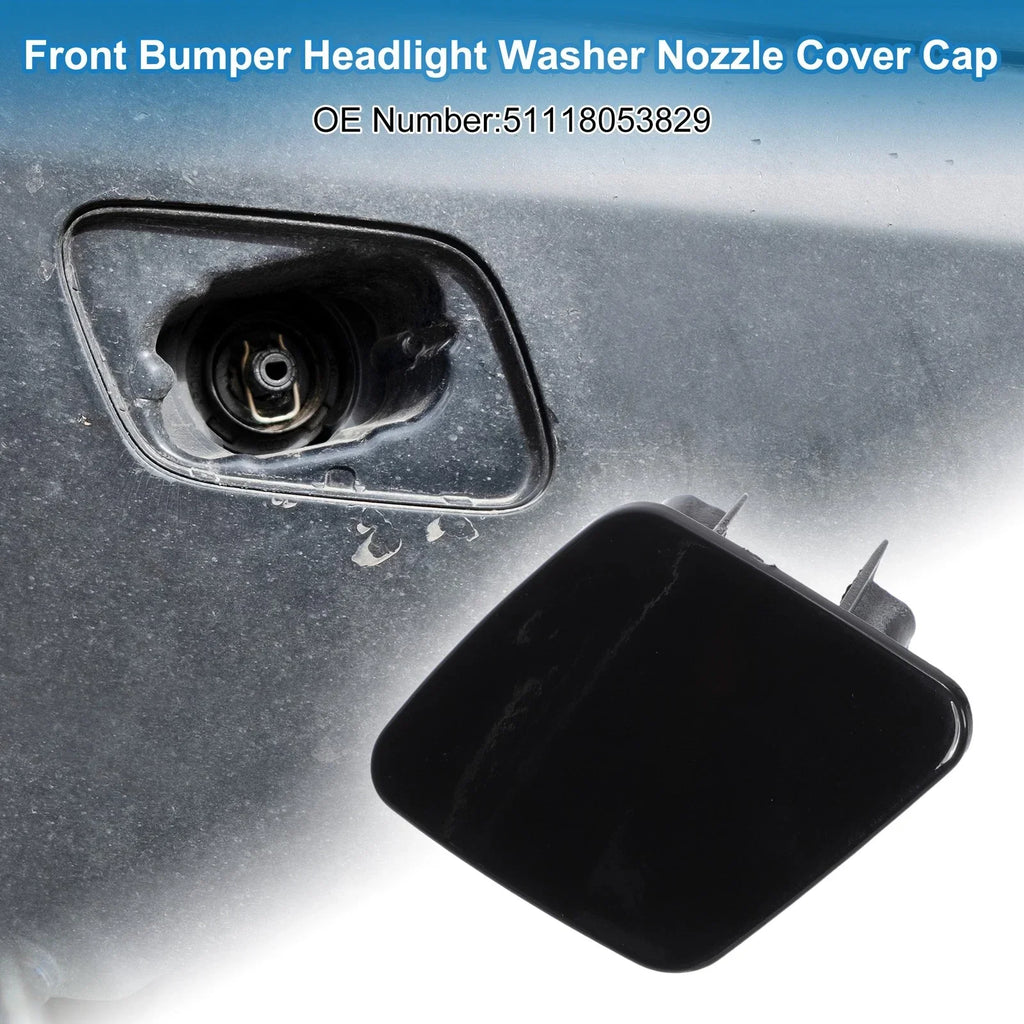 Front Left Bumper Headlight Washer Nozzle Cover Cap for BMW 1 Series Black
