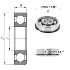Deep Groove Ball Bearing 12x37x12mm for Scooter Skateboard (P0)