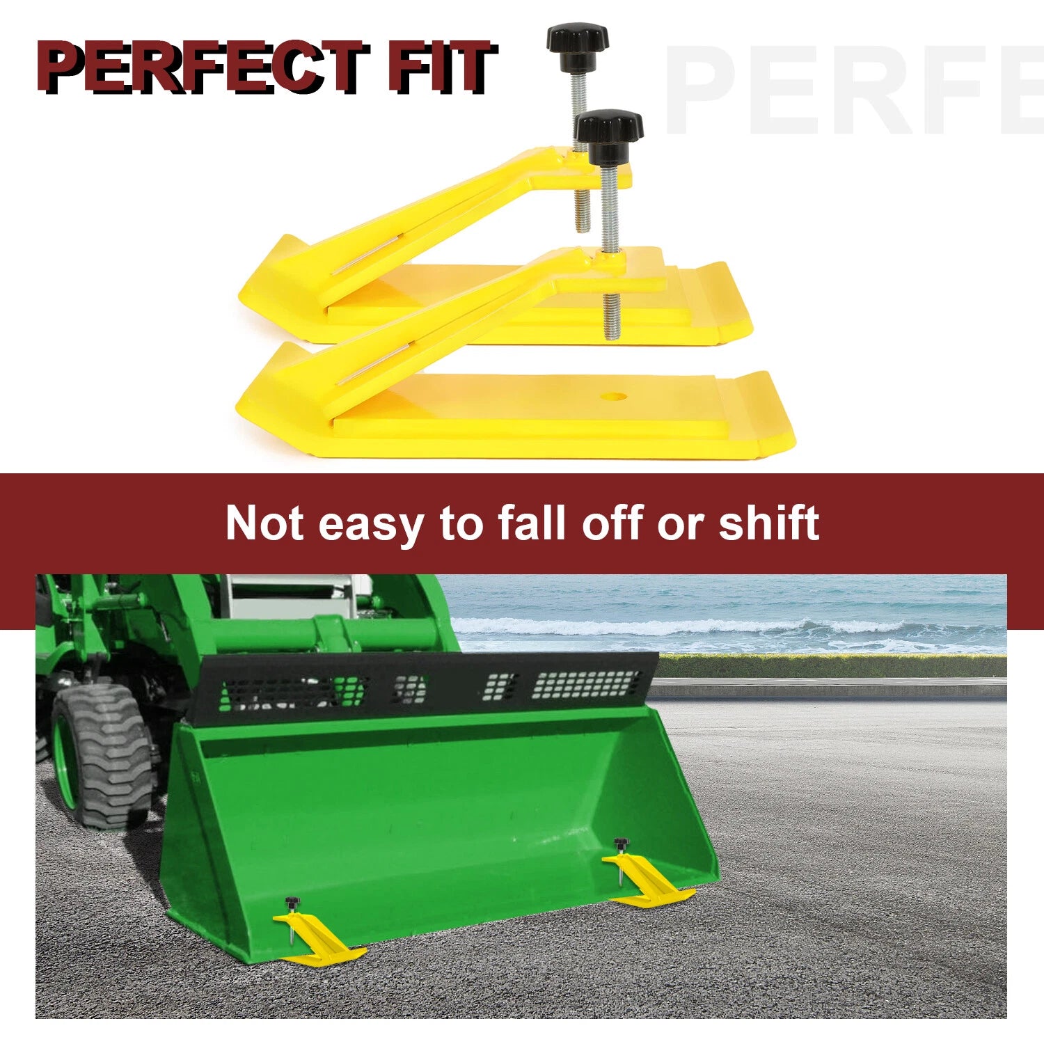 Pair Yellow Steel Bucket Protector for Tractor (Snow Removal)