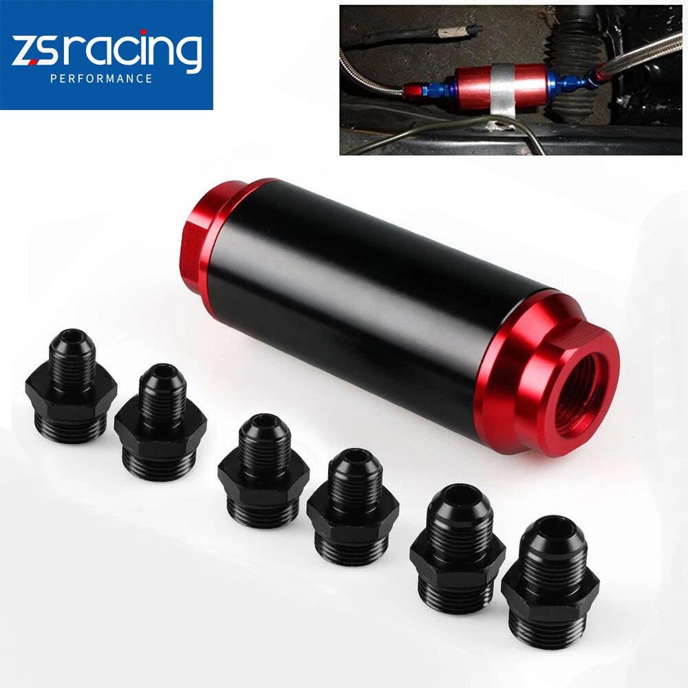 High Flow Turbo Inline Fuel Filter 44mm 100 Micron for Universal