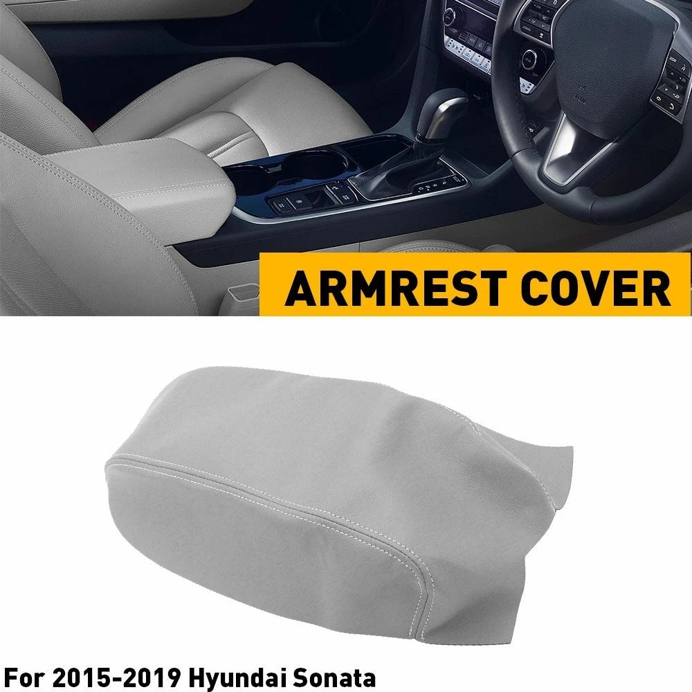 Center Console Armrest Lid Cover for Hyundai Sonata (2015–2019) Gray Leather