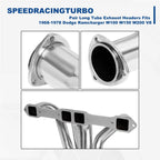 Set of 4 Long Tube Exhaust Manifold Headers for Dodge Plymouth 1968–1978 5.9-7.2 V8