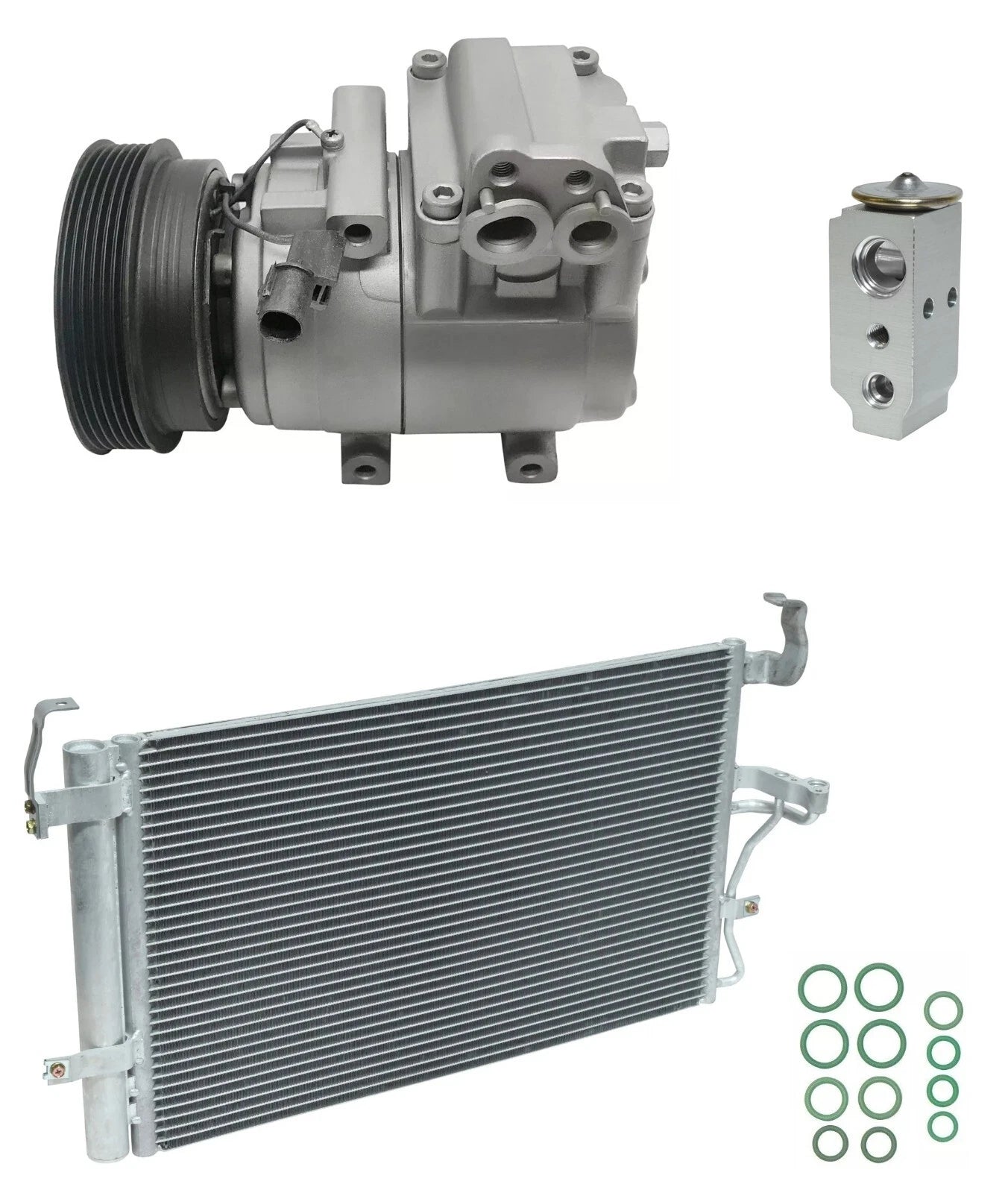 A/C Compressor Kit with Condenser Replacement for Hyundai Tiburon (2007–2008)