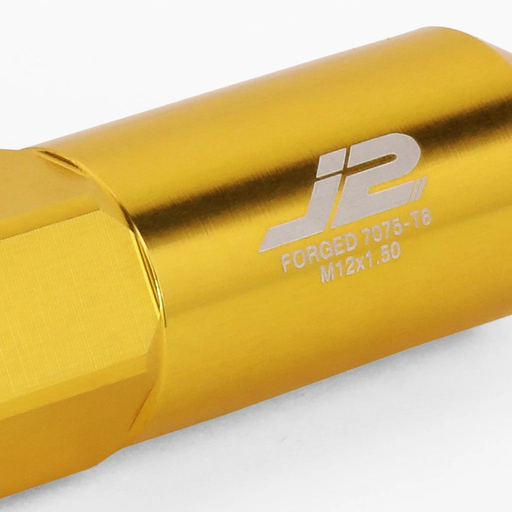 20 Pcs J2 7075 Forged Aluminum M12x1.5 Spiky Cap Lug Nuts w/Adapter Gold
