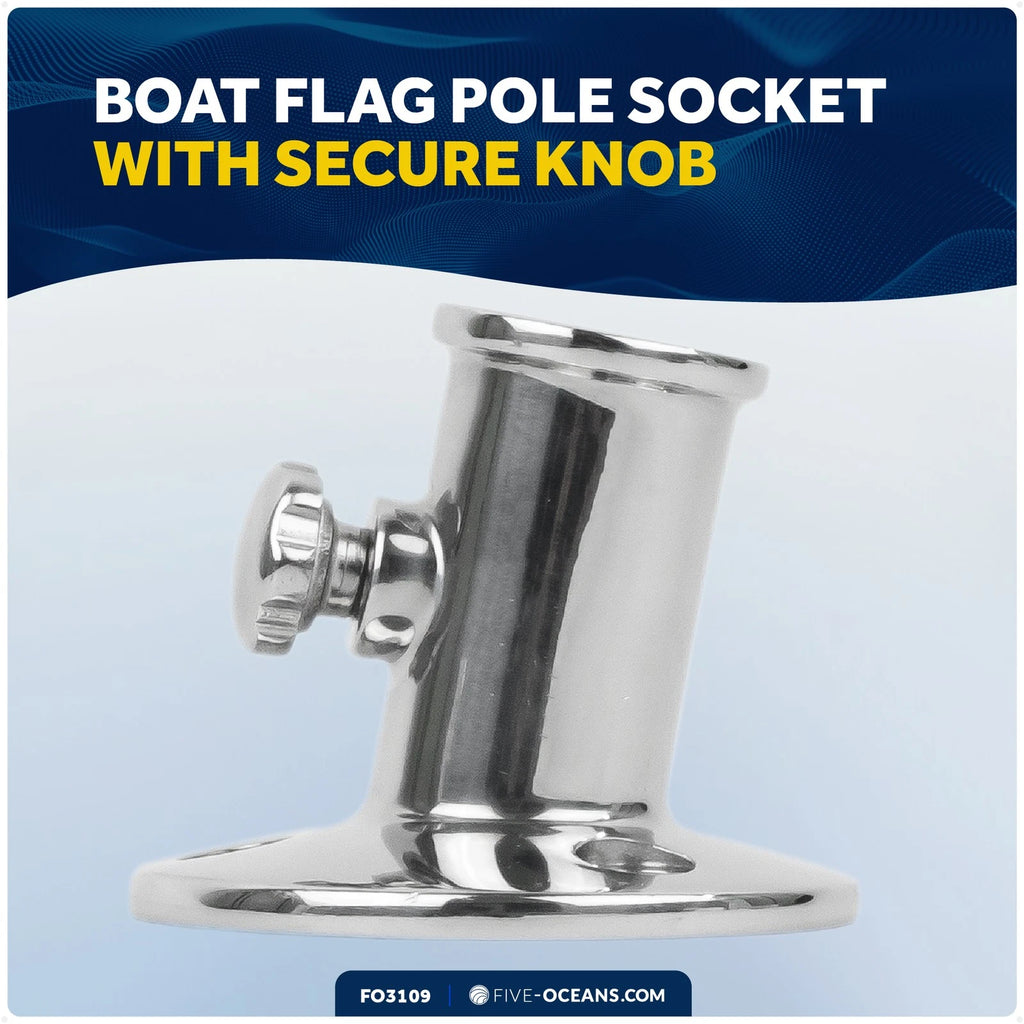 Boat Flag Pole Socket for Marine Applications (Heavy Duty Stainless Steel)
