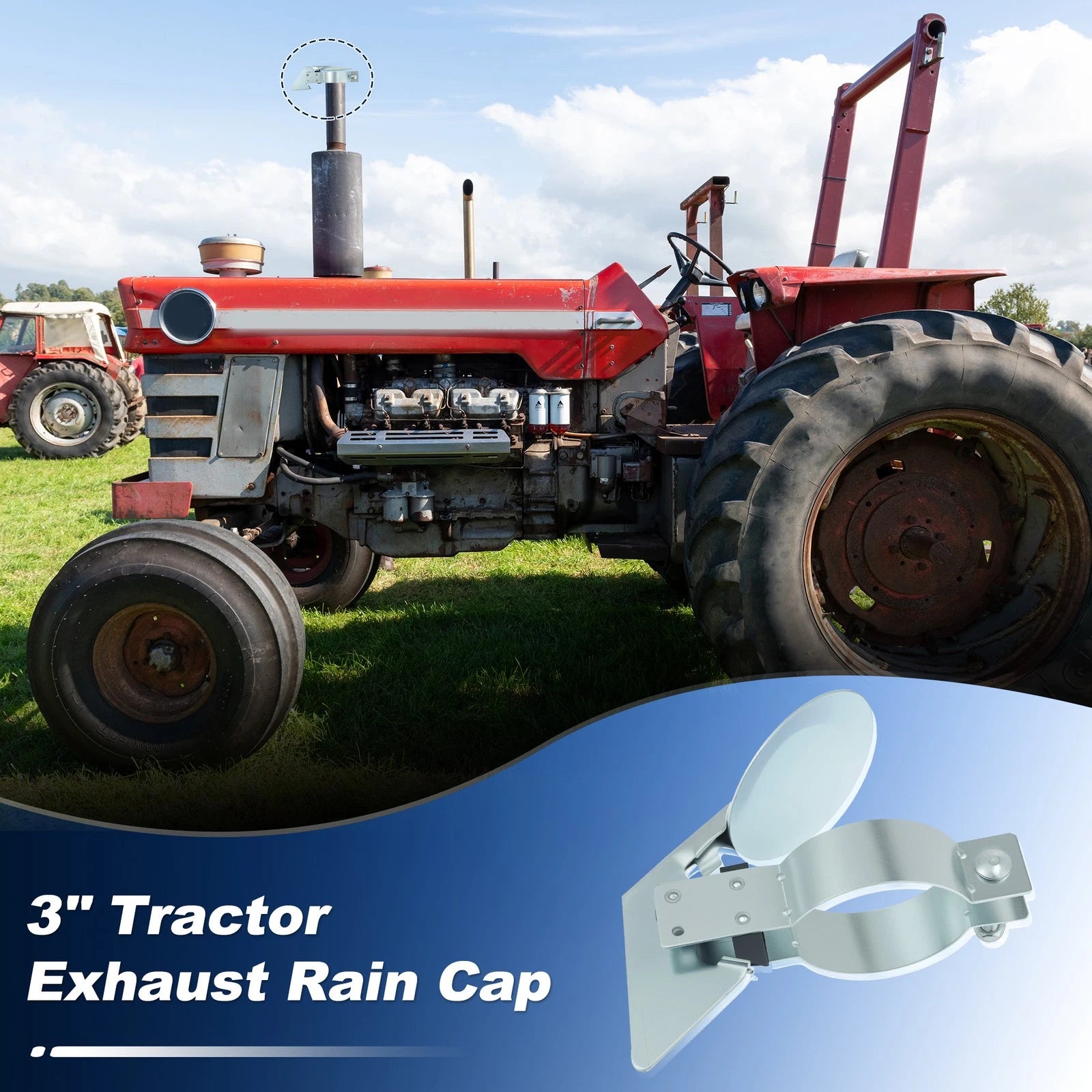 3" Exhaust Rain Cap for Ford, New Holland, JD Tractor (Various Models)