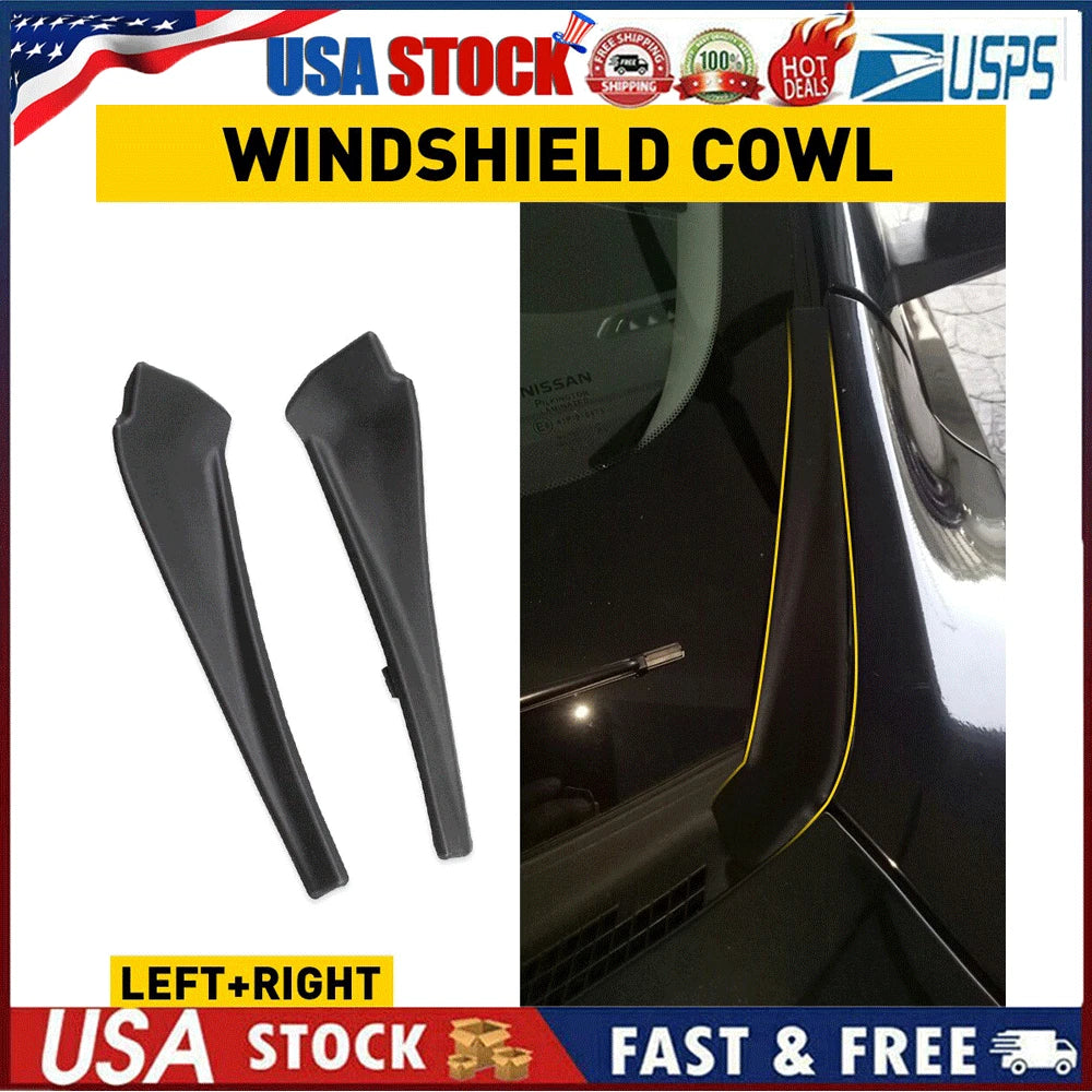 Front Windshield Wiper Side Cowl Extension Cover Trim for Nissan Rogue (2014â2020)