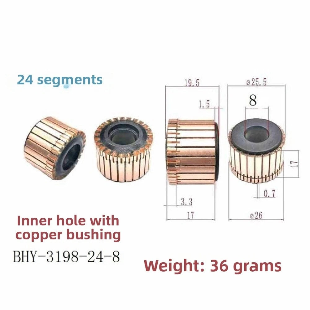 Commutator for Dongcheng Angle Grinder & Electric Hammer (25.5x8x17mm, 19.5x24P)