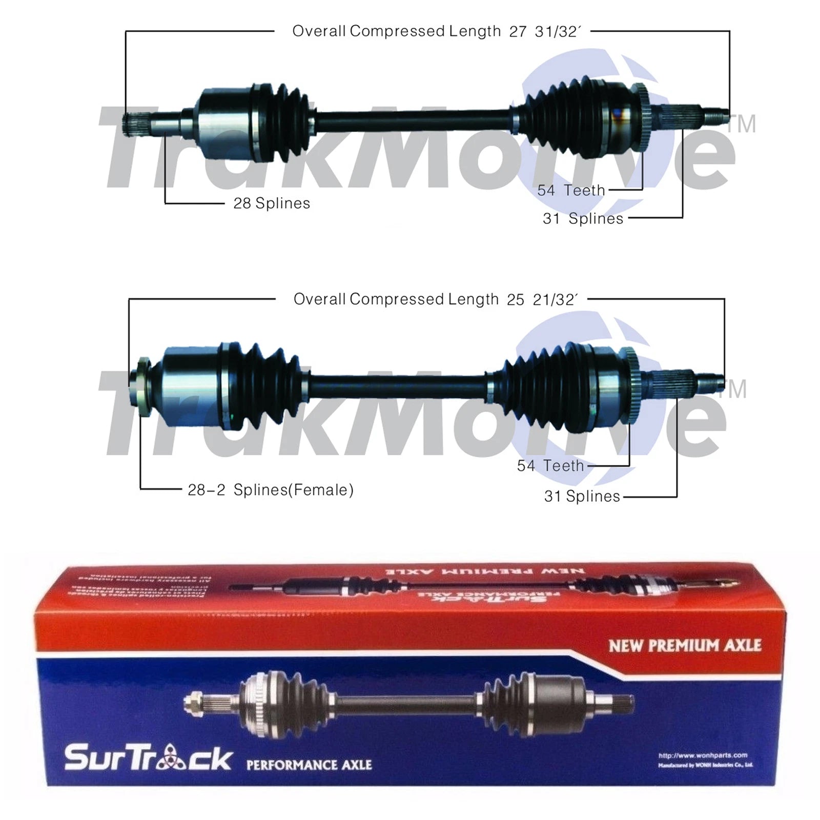 Set of 2 Front CV Axle Shafts for Kia Sedona, Hyundai Entourage (2006–2012)