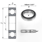 Deep Groove Ball Bearing 90x140x24mm for Scooter Skateboard (1 Pc)