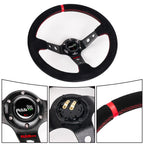Suede Leather Steering Wheel 345mm Deep Dish for Universal Fit (Racing)