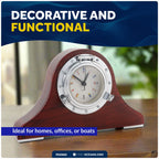 Porthole Collection Nautical Tambour Clock for Desk (Hardwood Mahogany)