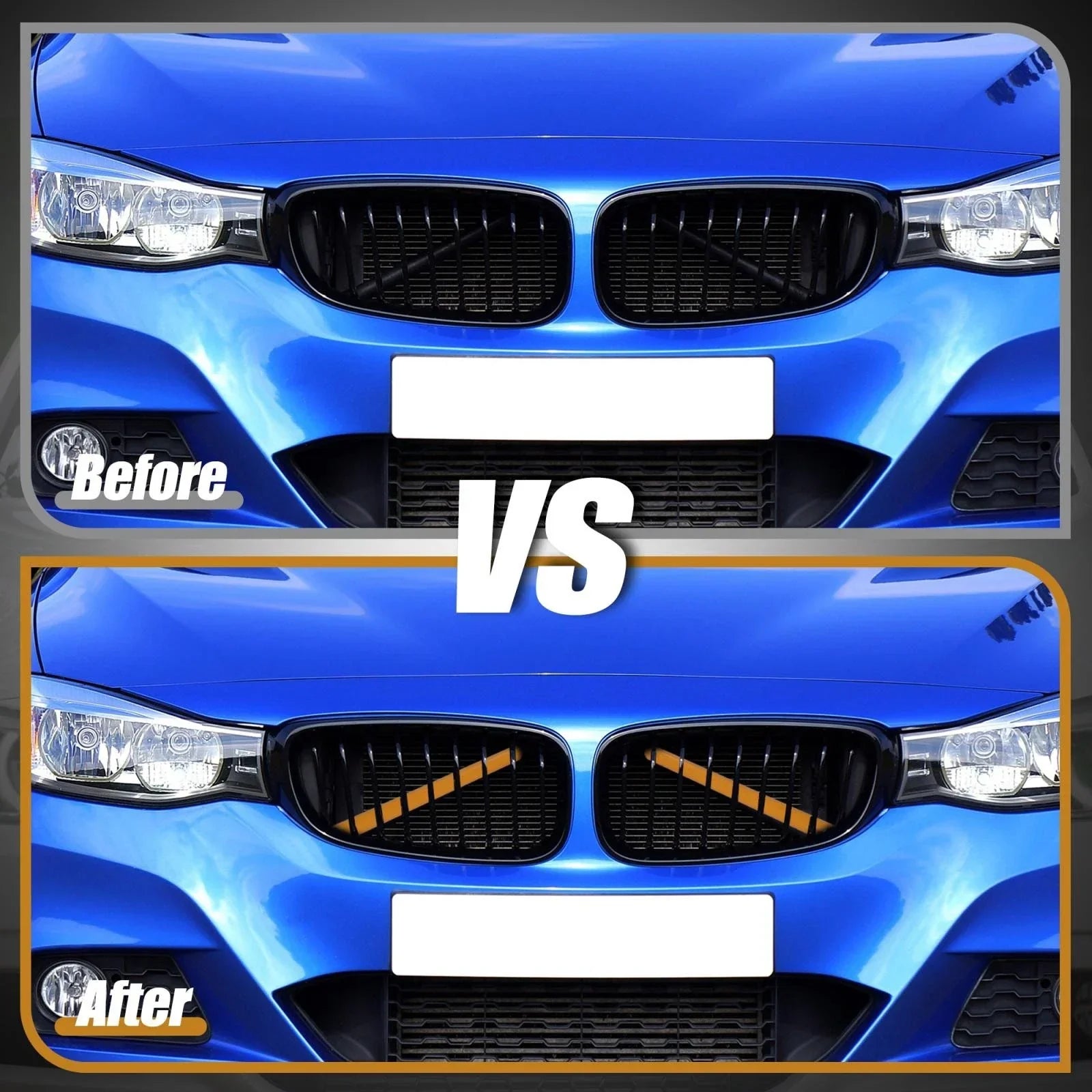 ABS Front Grille Trim Strips Cover Decor Yellow for BMW 1-4 Series