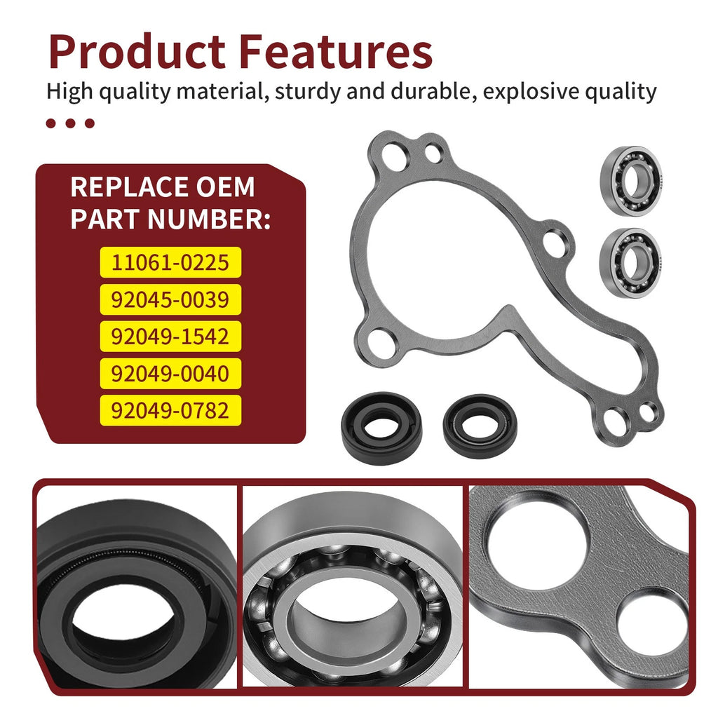 Water Pump Rebuild Kit & Bearing for Kawasaki KLX450R (2008–2019) KX450F (2006–2015)