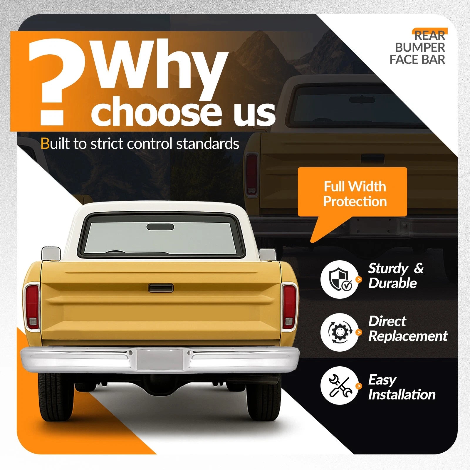 Rear Bumper Face Bar for Ford F100 F150 F250 Bronco (1973–1979)