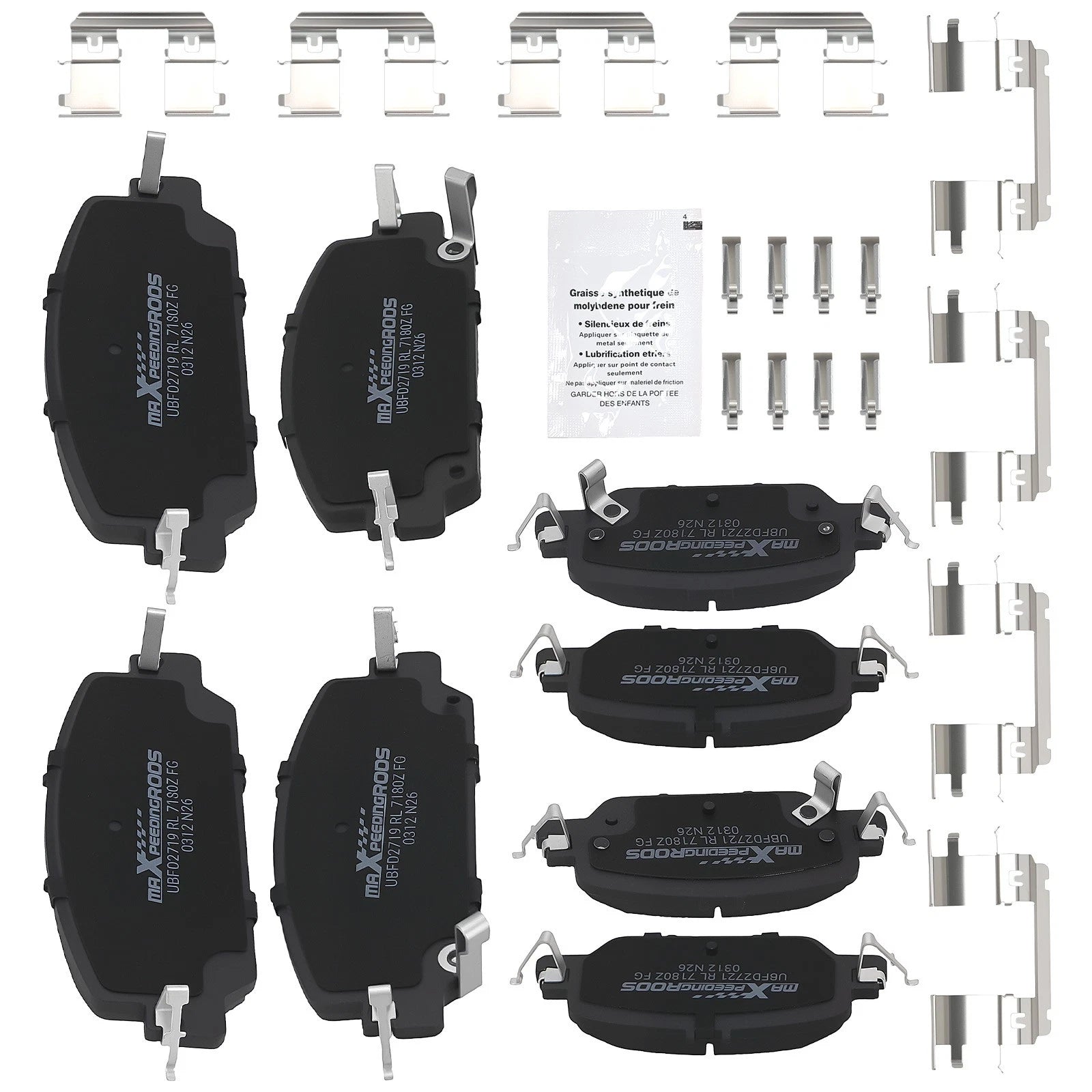 8pcs Brake Pads Kit for Honda CR-V (2017–2022) w/Hardware