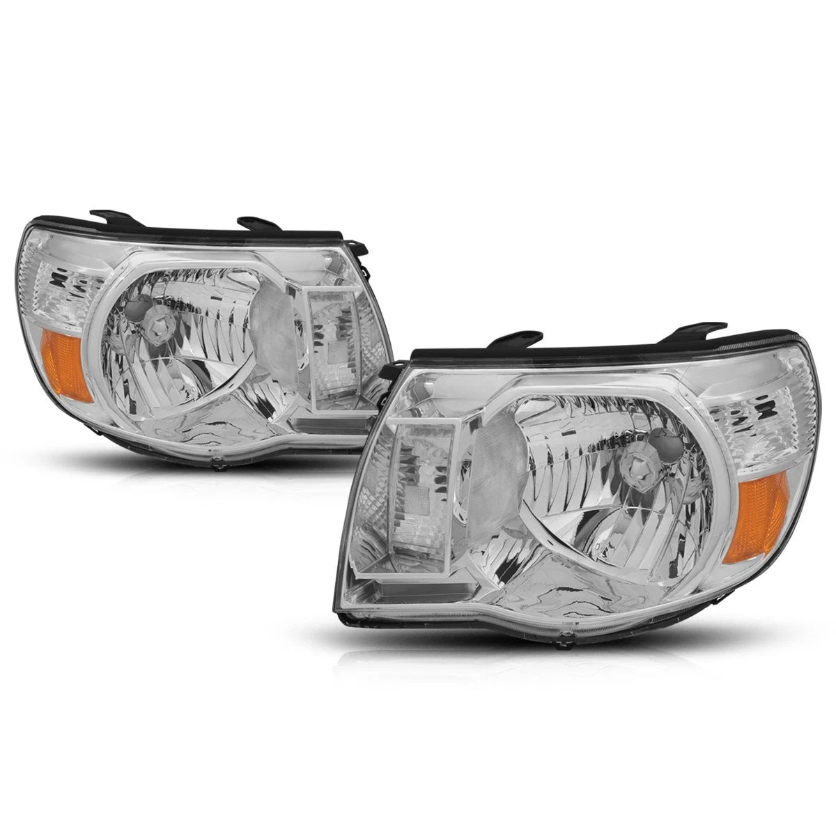 Headlight Lamps for Toyota Tacoma (2005–2011) Chrome Housing Amber Corner