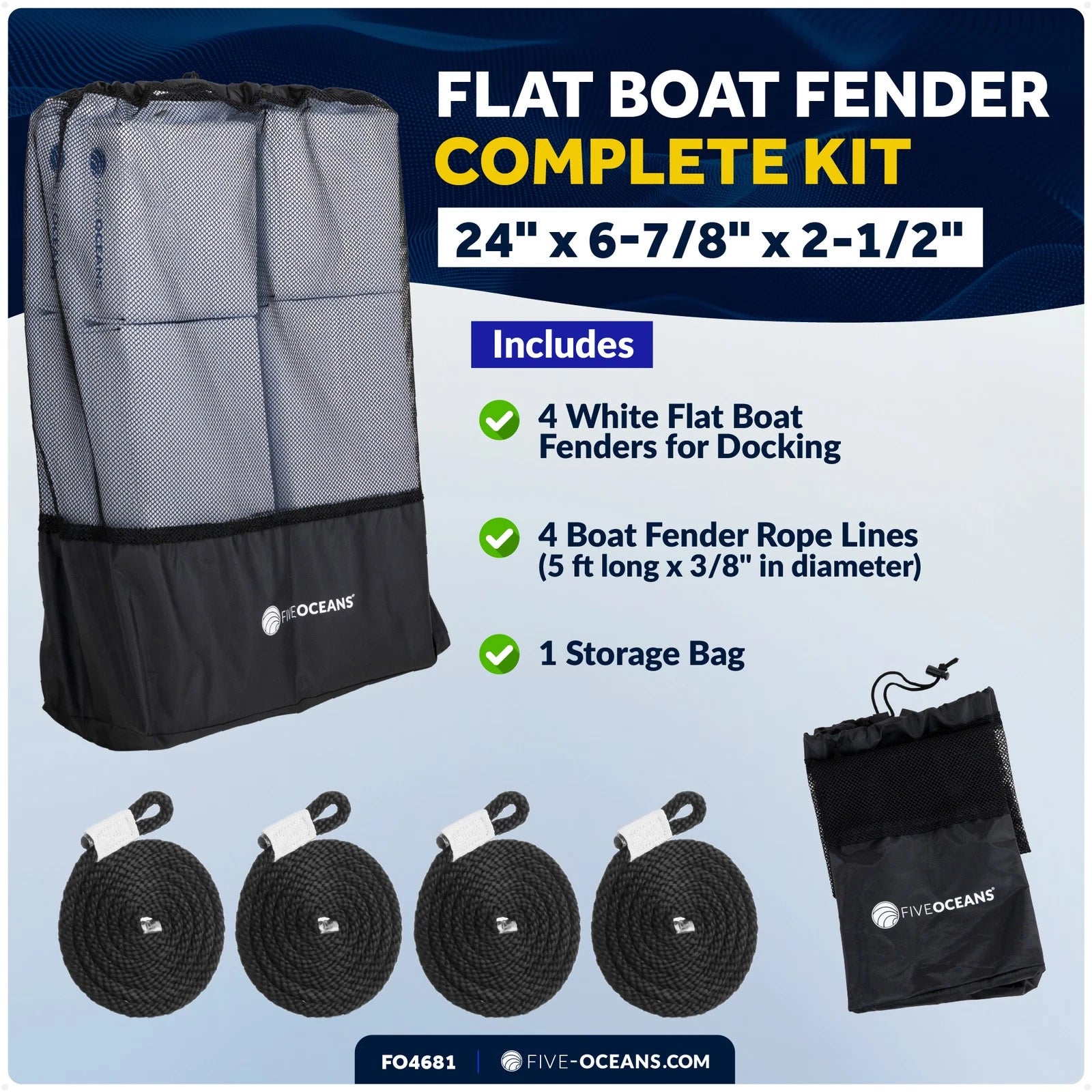 Set of 4 Boat Fenders for Contour 24" x 6-7/8" x 2-1/2"