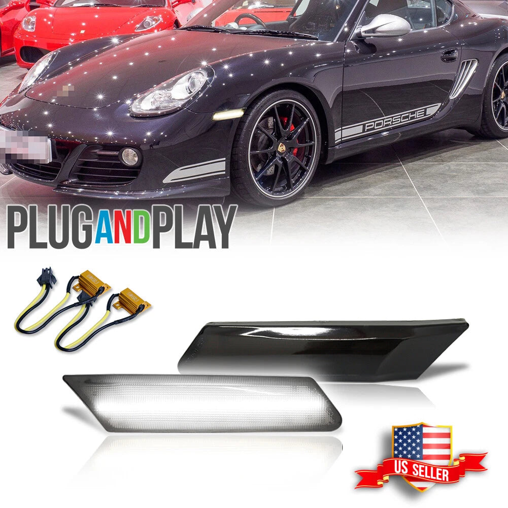 2X LED Front Side Marker Turn Signal Light for Porsche 911 (2005–2012)