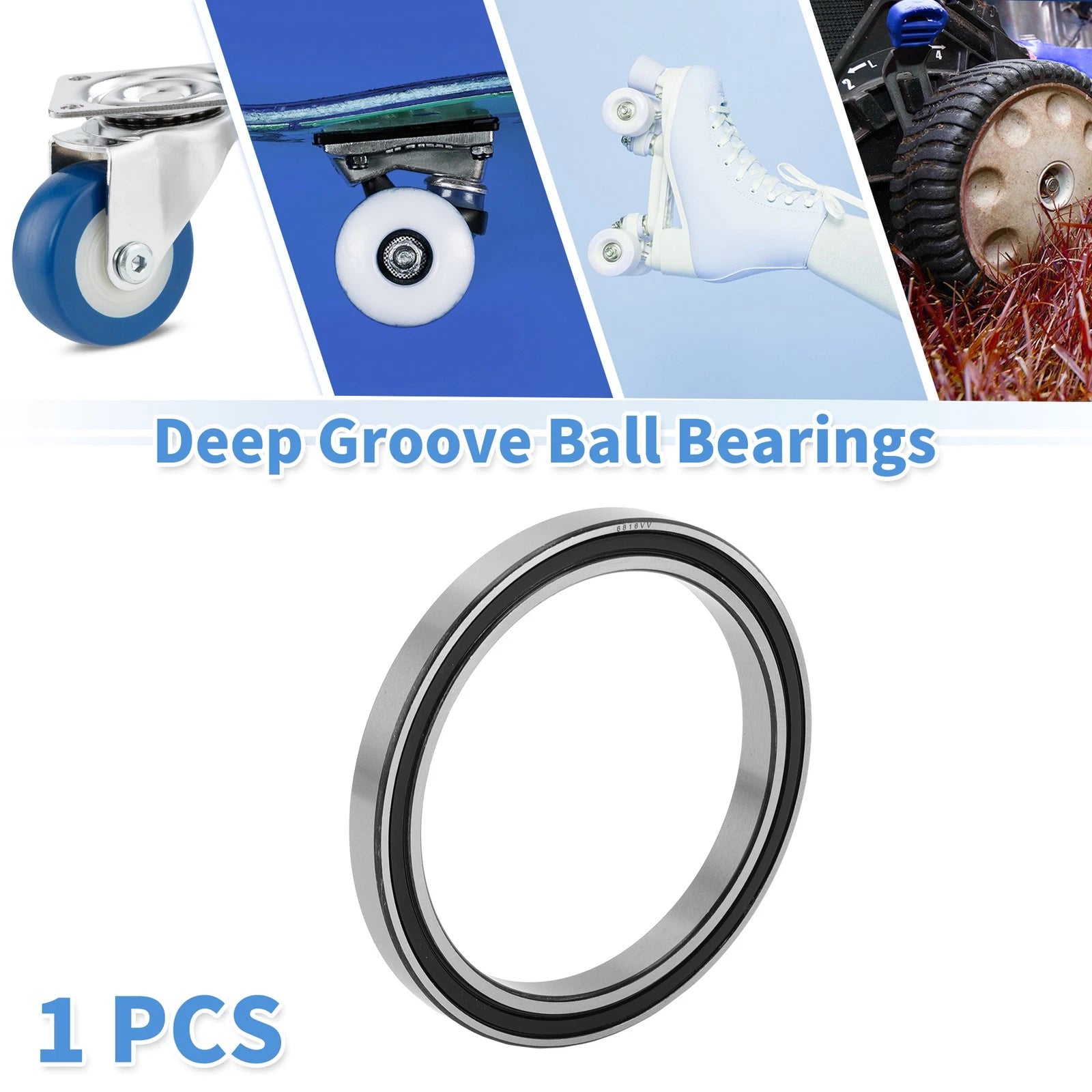 6816VV Deep Groove Ball Bearing for Scooter Skateboard (80x100x10mm)
