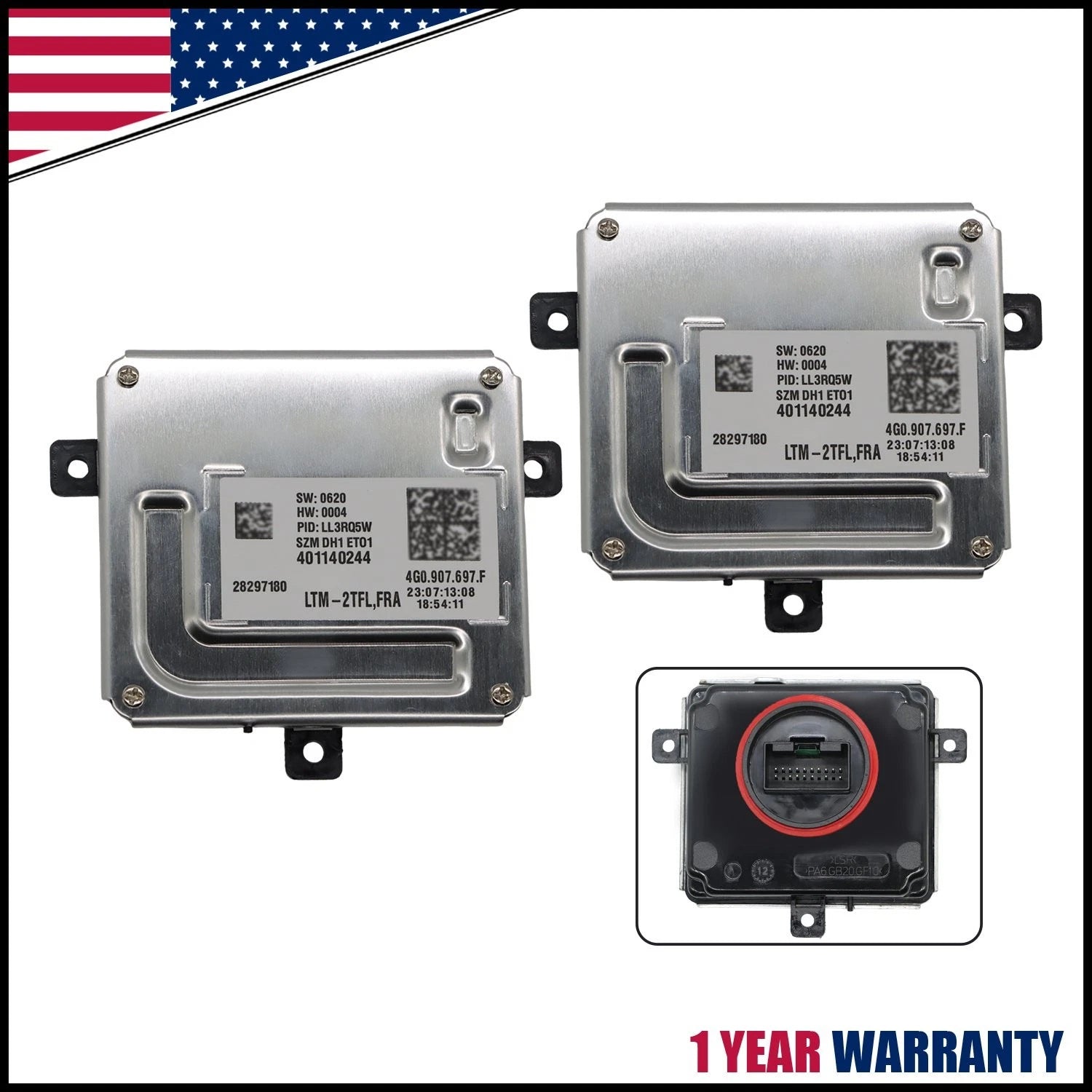 2X Daytime Running Light Module 4G0907697F for Audi VW (2013–2018)