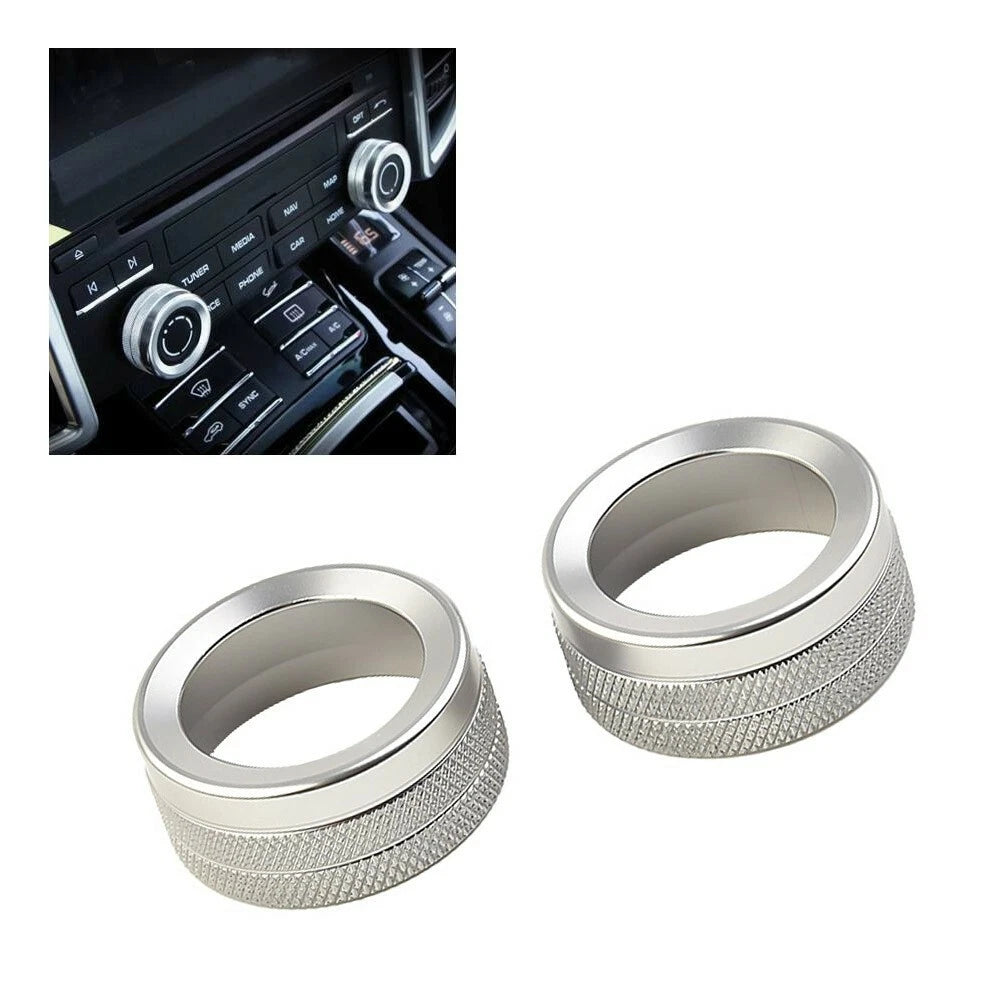 2X Aluminum Alloy Volume Radio Switch Knob Cover for Porsche 911, Cayenne, Macan