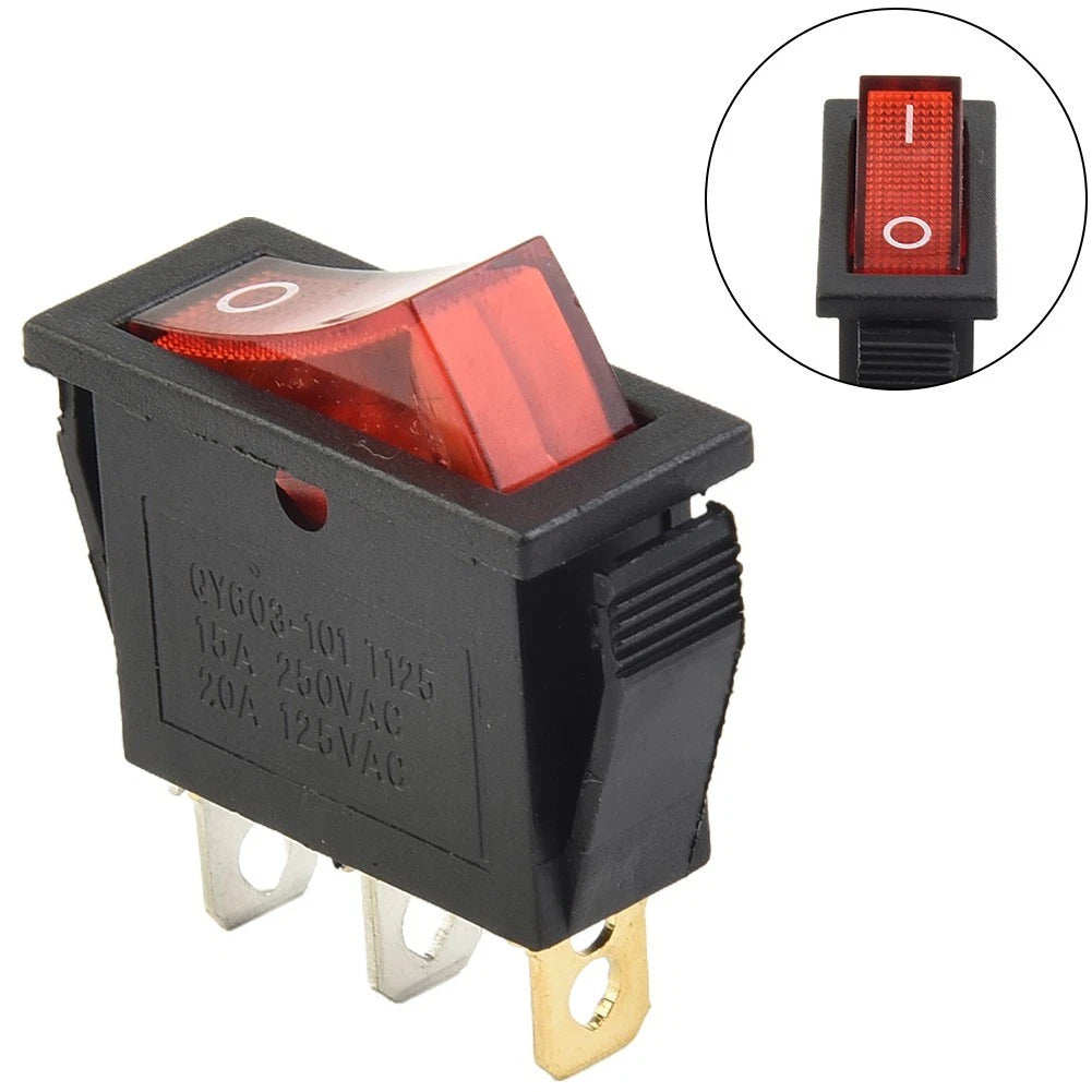 Rocker Switch 15A 250V 20A 125V Red ON-OFF-ON 3 Pin for Automotive