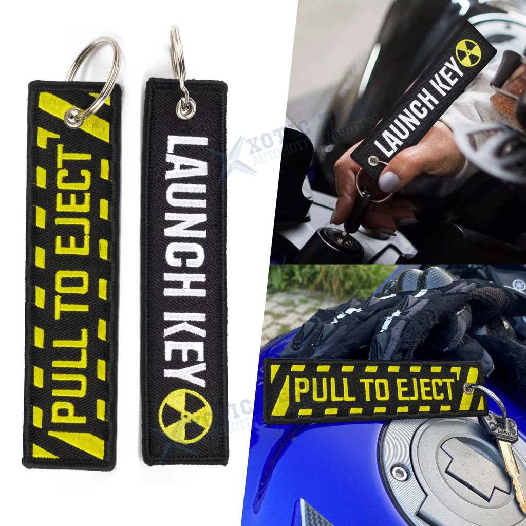2Pcs Pull to Eject Key Keychain Tag for Key Ring (—)
