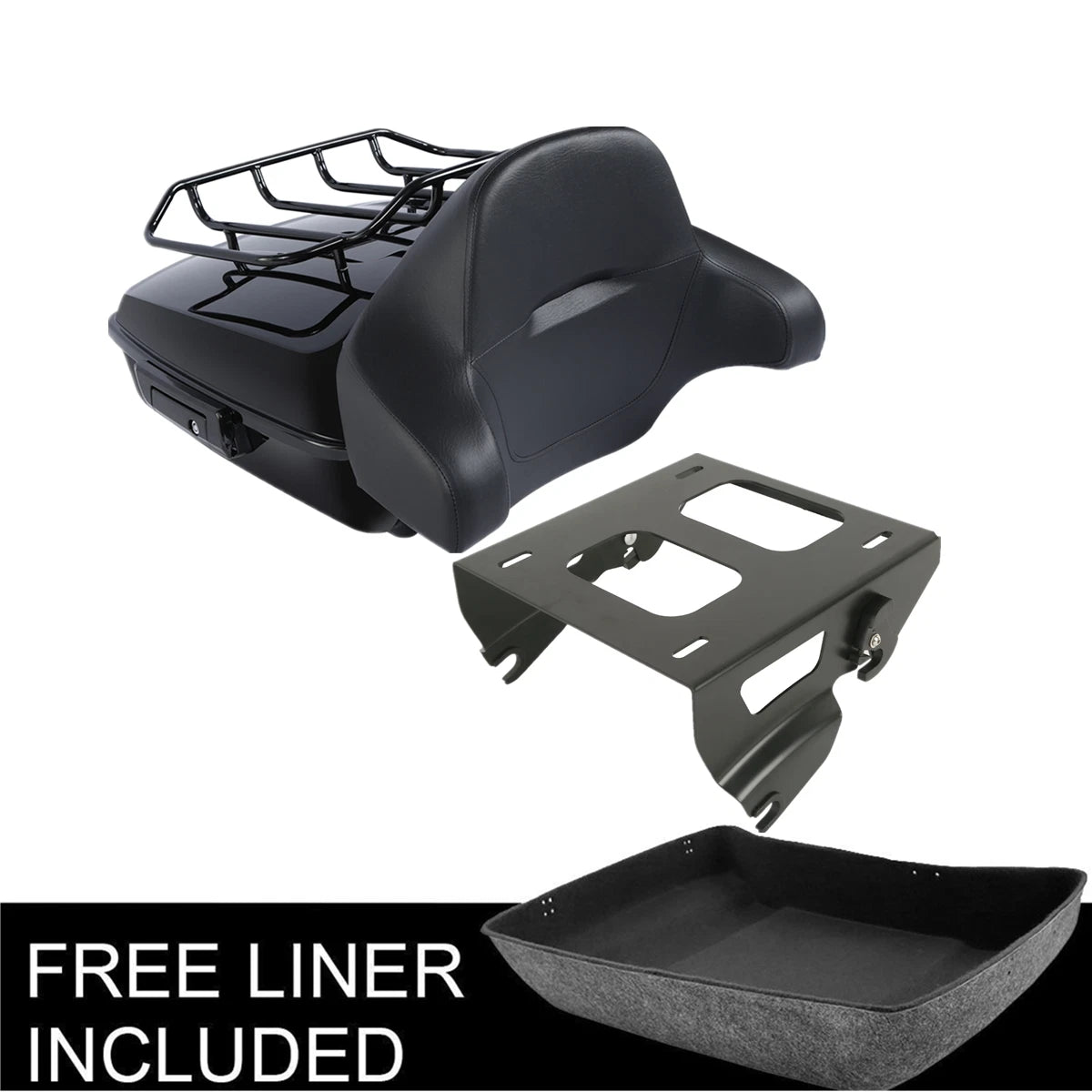 Chopped Trunk Solo Mount Rack Backrest Pad for Harley Road Glide (2014–2026)