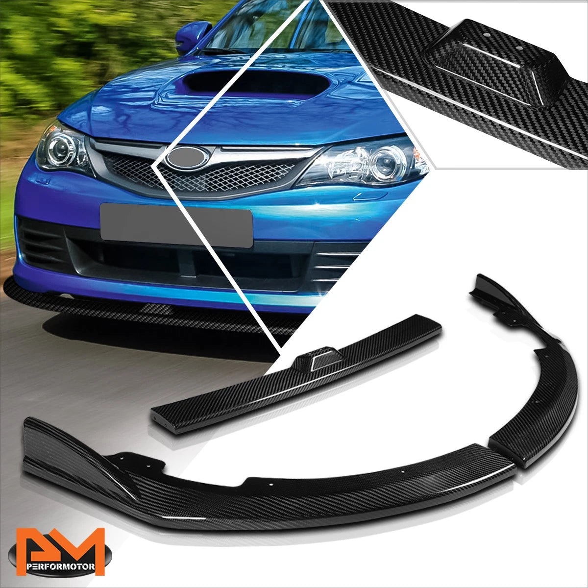 Carbon Fiber Front Bumper Spoiler Lip for Subaru WRX STI (2008–2010)