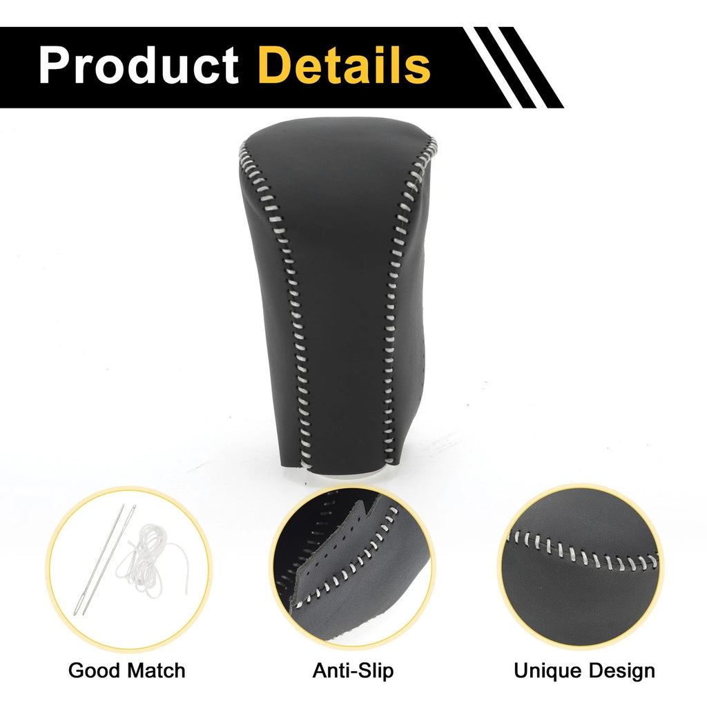 1 Pc Gear Shift Knob Cover for Honda Accord (2008–2012) Black Gray Faux Leather