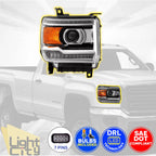 Passenger Headlight RH for GMC Sierra 2500HD/3500HD (2015–2018) Halogen w/ LED DRL