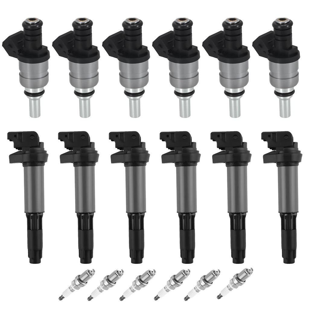 6X Fuel Injectors & Ignition Coils Iridium Spark Plugs for BMW 320i (2002–2004)
