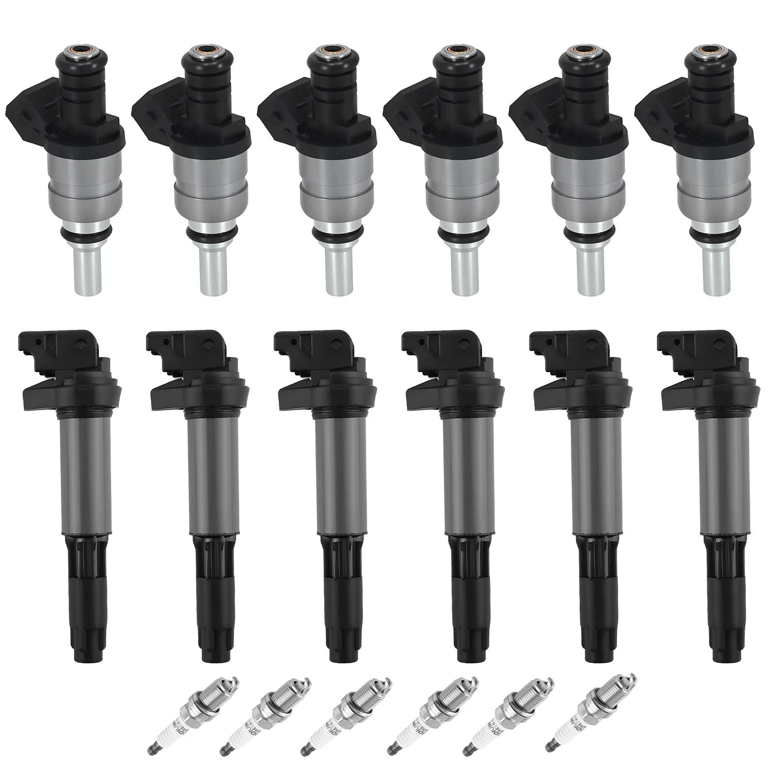 6X Fuel Injectors & Ignition Coils Iridium Spark Plugs for BMW 320i (2002–2004)