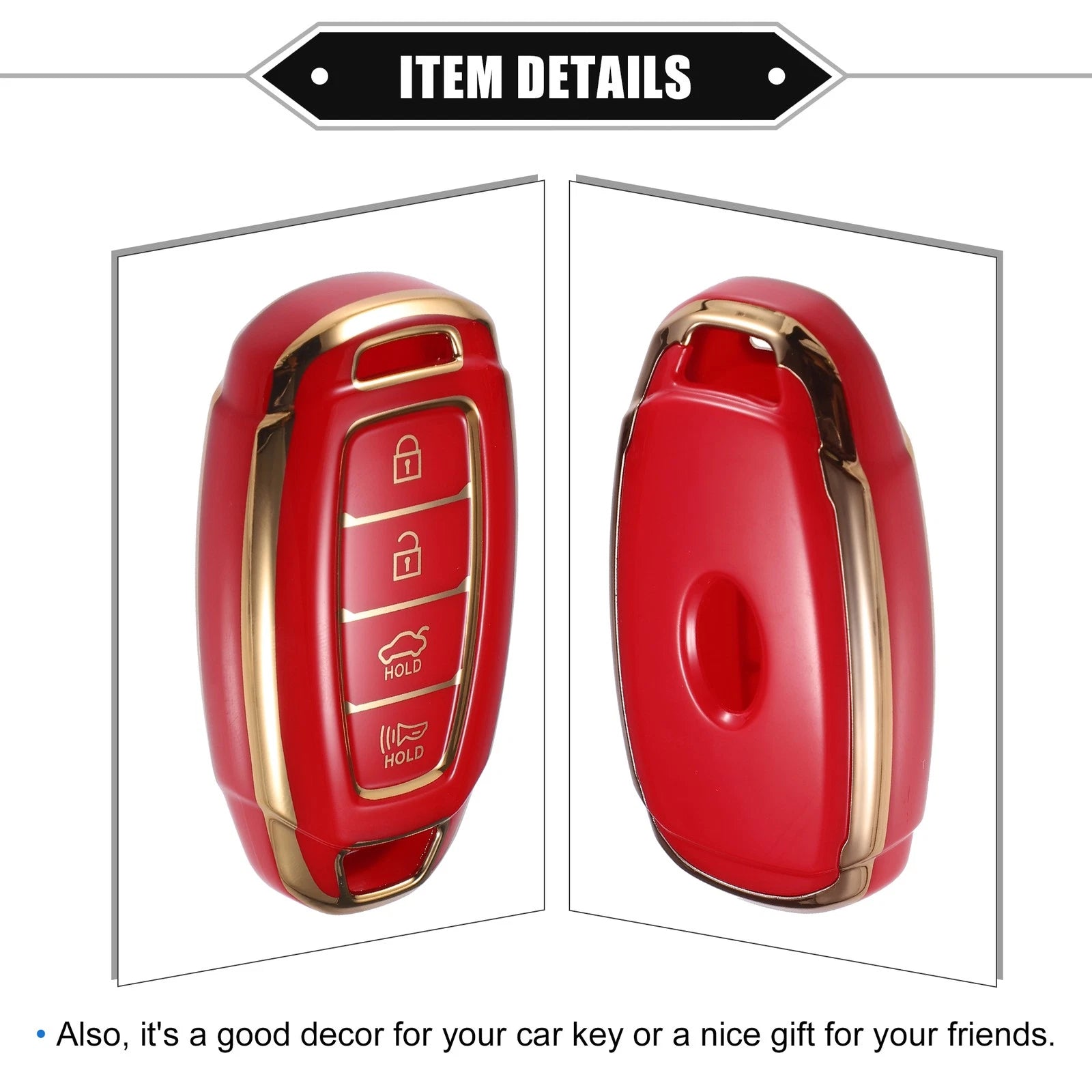 Set of 4 Keyless Key Fob Covers for Hyundai Elantra Accent Santa Fe (Red)
