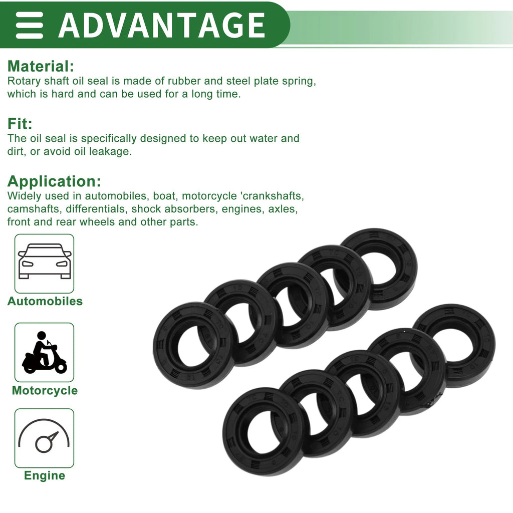 Oil Seal   - NBR Rubber 10x19x5mm High Pressure