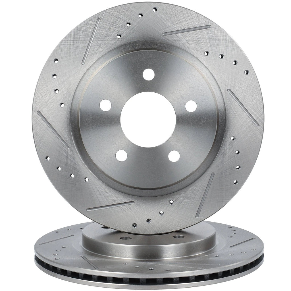 Rear Drilled Slotted Brake Rotors for Ford Mustang (2005–2014)