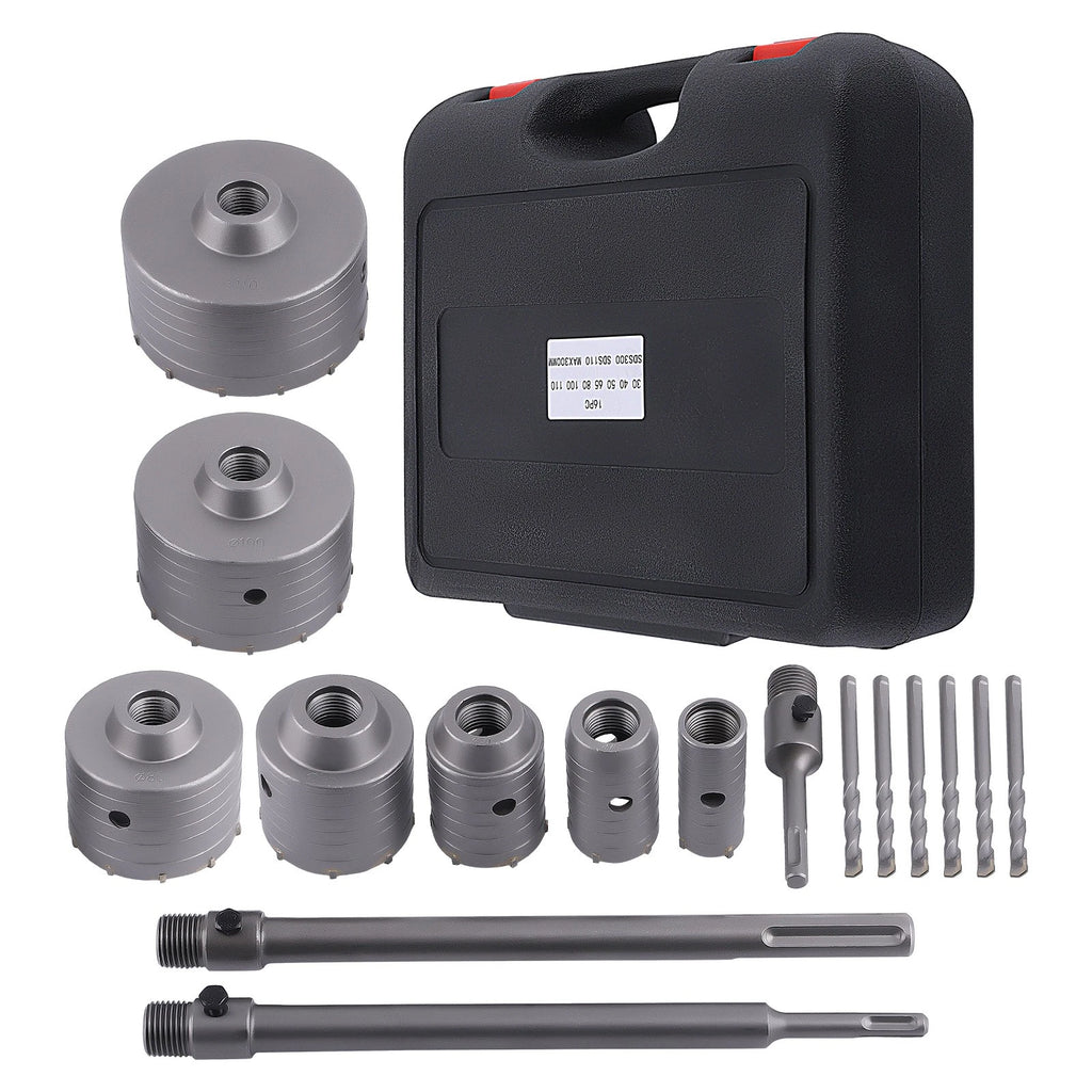Concrete Hole Saw Set of 16 for Brick Cement Wall