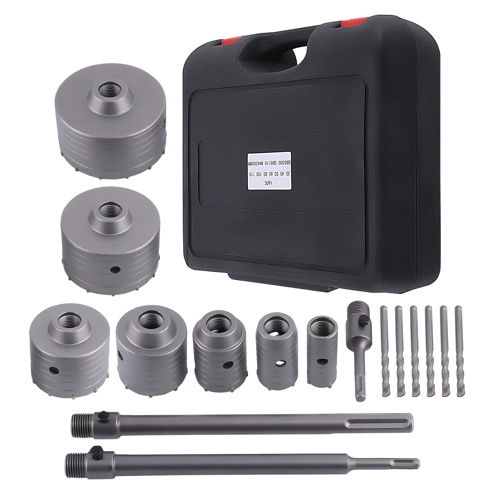 Concrete Hole Saw Set of 16 for Brick Cement Wall