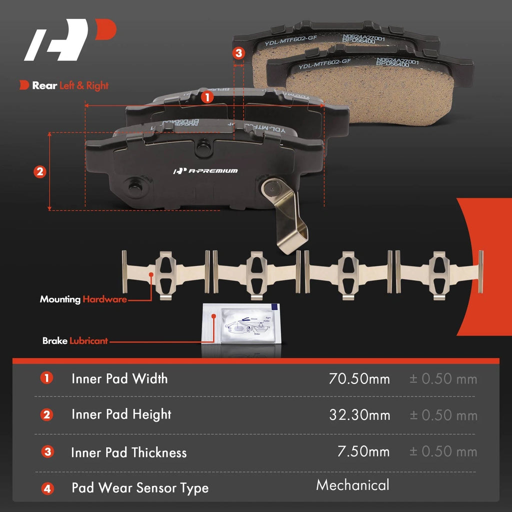 Set of 4 Rear Ceramic Brake Pads for Honda Civic (1992–1995, 1997–2001)