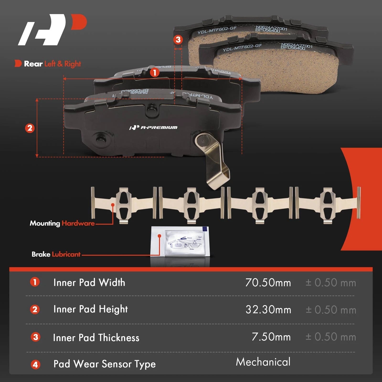 Set of 4 Rear Ceramic Brake Pads for Honda Civic (1992–1995, 1997–2001)