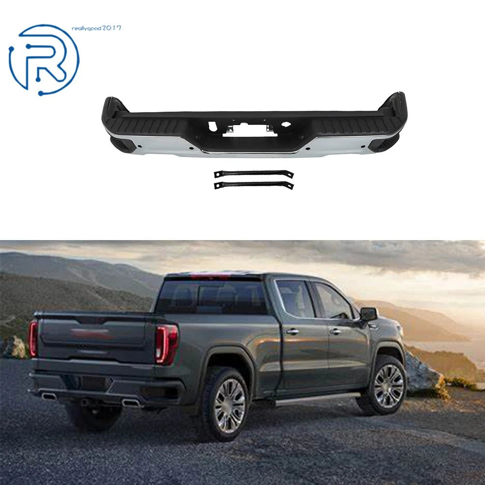 Chrome Rear Bumper Assembly for Chevy Silverado GMC Sierra 1500 (2019–2023)