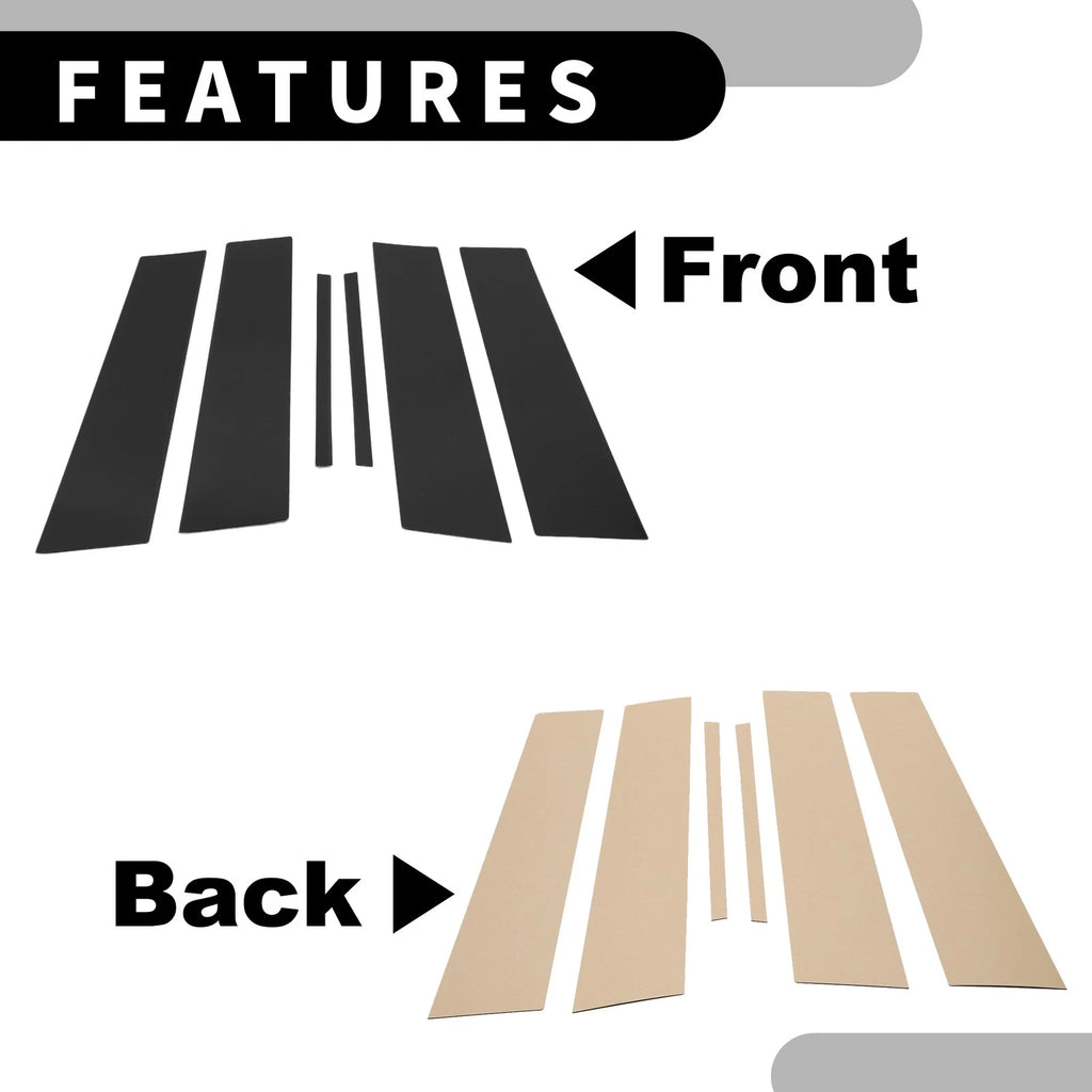 Set of 6 Car Pillar Window Trim Covers for Lexus Sedan 2021–2023 Black